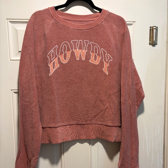 Altar’d State Howdy Cord/Ribbed Crop Sweatshirt - Picture 1 of 4